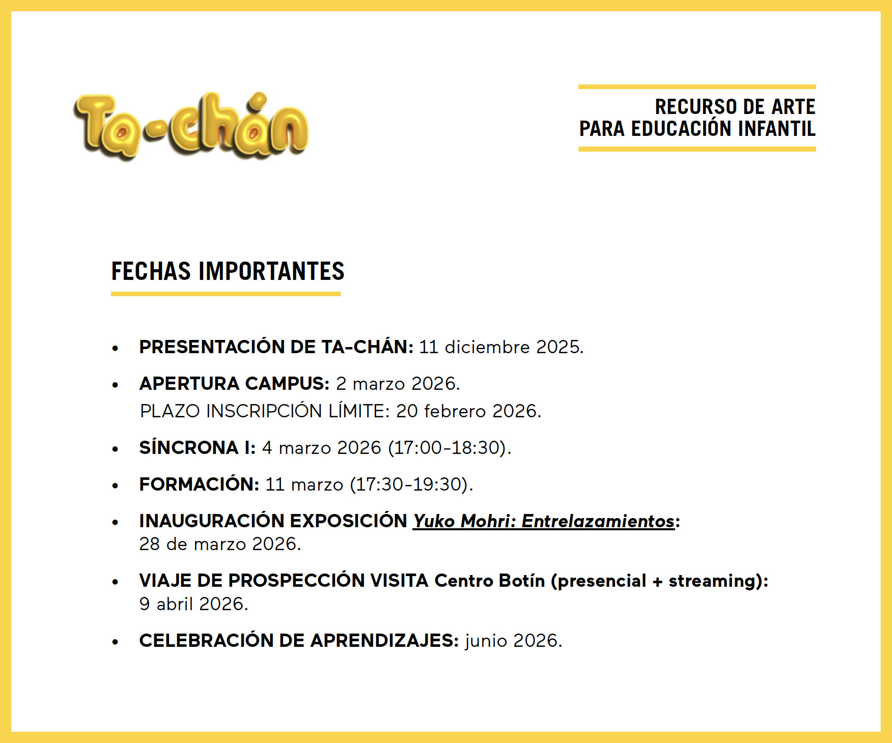 fechas tachán